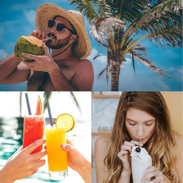 Collapsible Drinking Straw with Keychain Holder