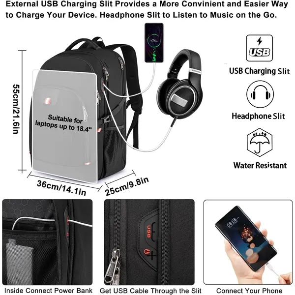17inch Travel Backpack With Usb Charging Port