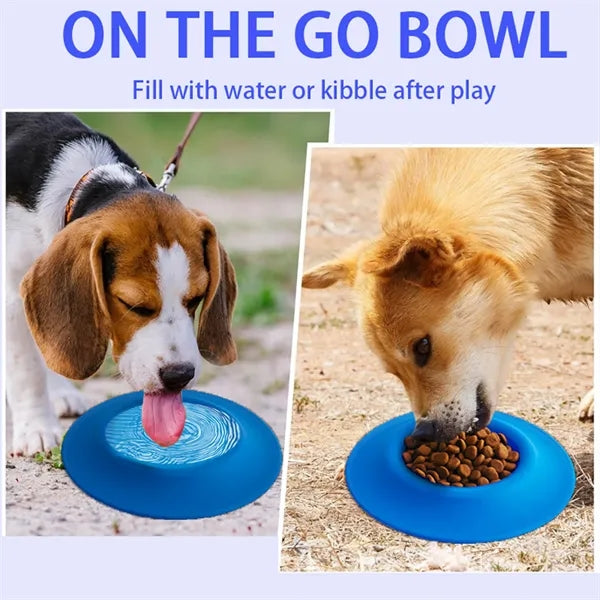 2-In-1 Silicone Flying Disc Pet Bowl