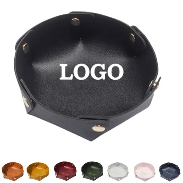 PU Leather Tray Desktop Storage Small Catchall Organizer
