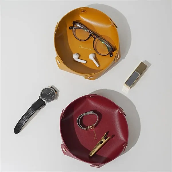 PU Leather Tray Desktop Storage Small Catchall Organizer