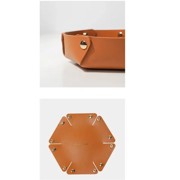PU Leather Tray Desktop Storage Small Catchall Organizer