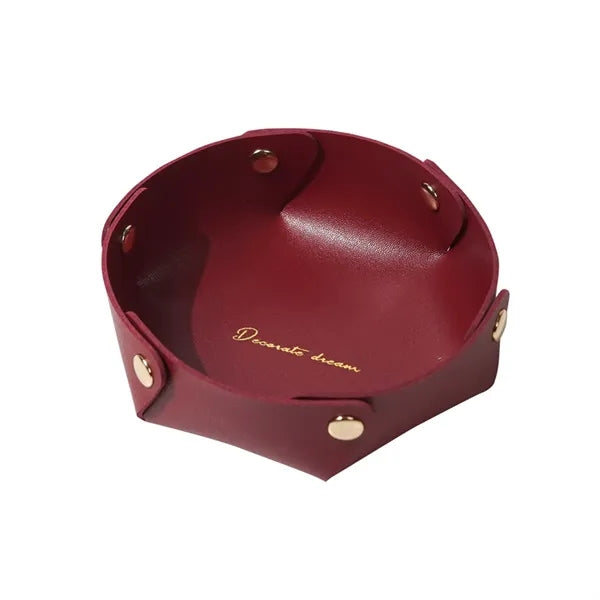 PU Leather Tray Desktop Storage Small Catchall Organizer
