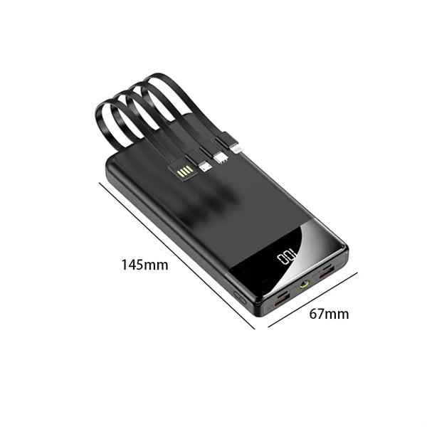 10000mAh Portable Power Bank with Built-in Charging Cables