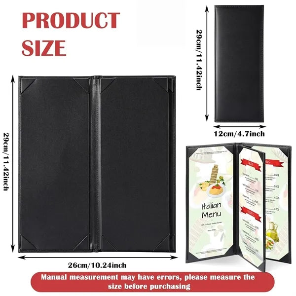 4 View Leather Restaurant Menu Cover Wine List Holder