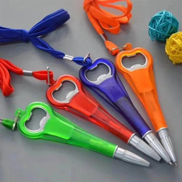 Twist-Top Ballpoint Pen with Bottle Opener and 15" Lanyard