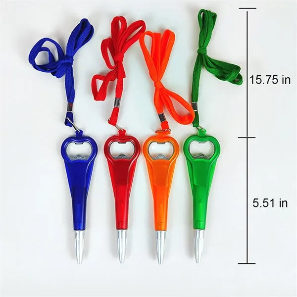 Twist-Top Ballpoint Pen with Bottle Opener and 15" Lanyard