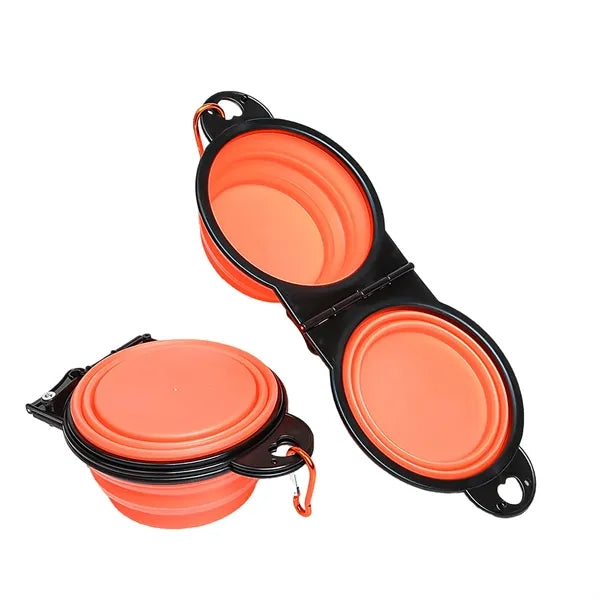Flip Over Foldable Double Bowl with Lock Clips