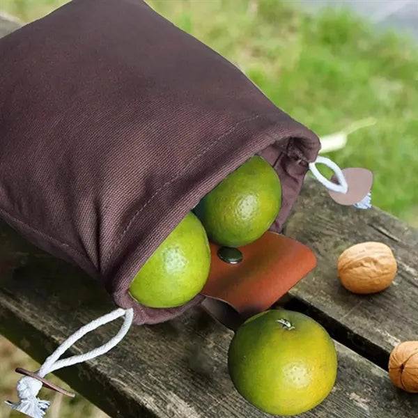 Drawstring Mushroom Gathering Foraging Bag with Metal Buckle