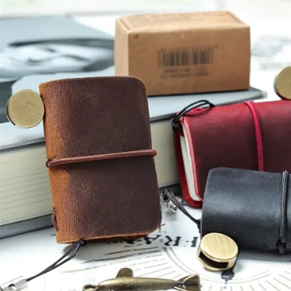 Pocket-Sized Refillable Genuine Leather Travelers Notebook