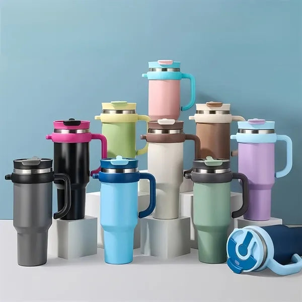 40oz Stainless Steel Tumbler Car Cup With Straw Lid