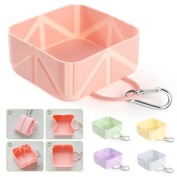 Portable Pet Folding Bowl with Carabiner