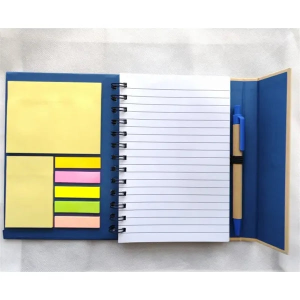 Two Tone Magnetic Spiral Notebook with Sticky Notes & Pen