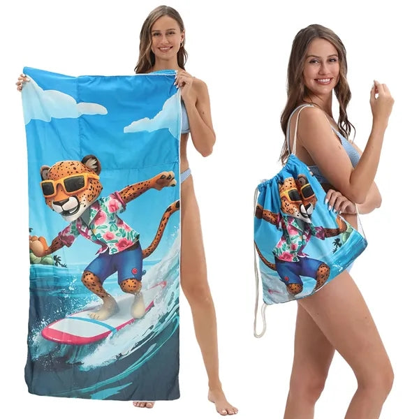 Versatile 2-In-1 Foldable Beach Towel With Storage Bag