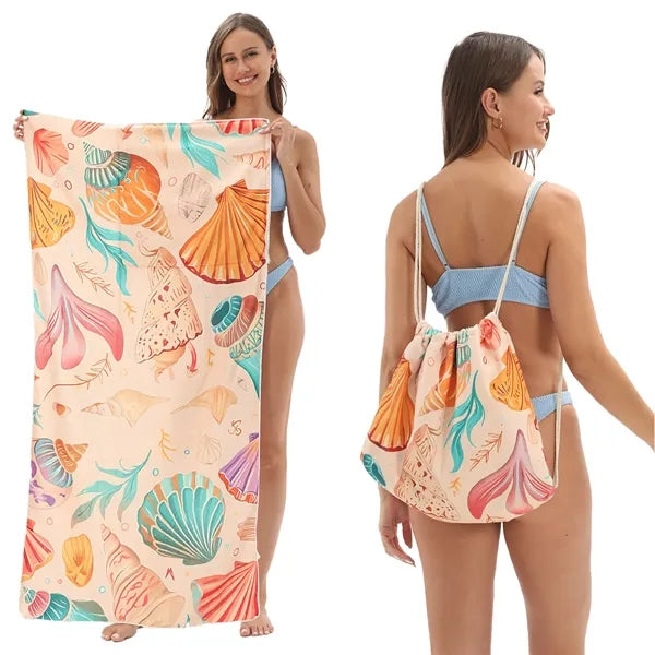 Versatile 2-In-1 Foldable Beach Towel With Storage Bag