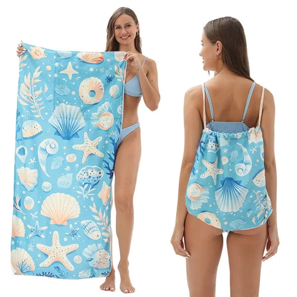 Versatile 2-In-1 Foldable Beach Towel With Storage Bag