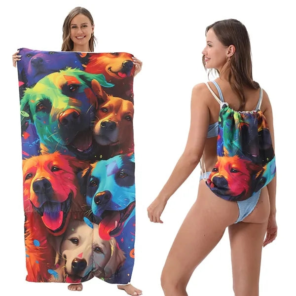 Versatile 2-In-1 Foldable Beach Towel With Storage Bag