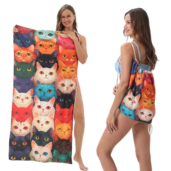 Versatile 2-In-1 Foldable Beach Towel With Storage Bag