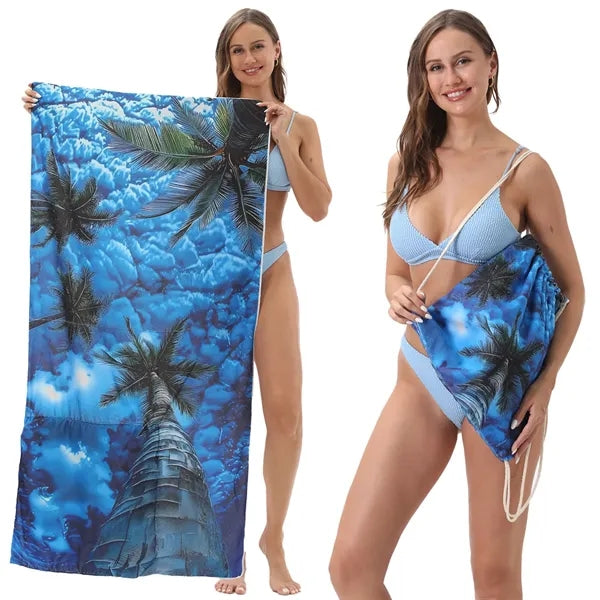Versatile 2-In-1 Foldable Beach Towel With Storage Bag