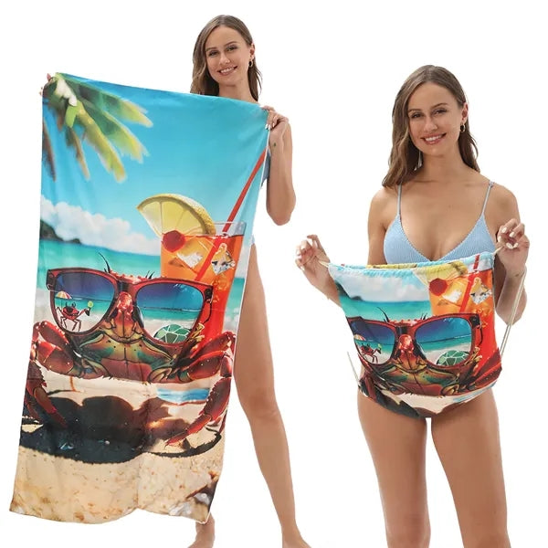 Versatile 2-In-1 Foldable Beach Towel With Storage Bag