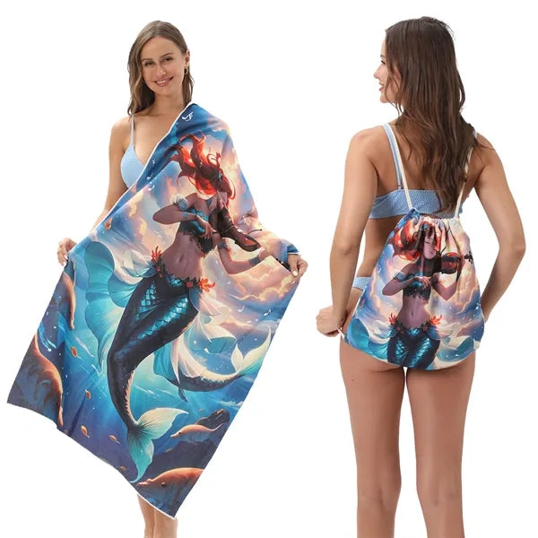 Versatile 2-In-1 Foldable Beach Towel With Storage Bag