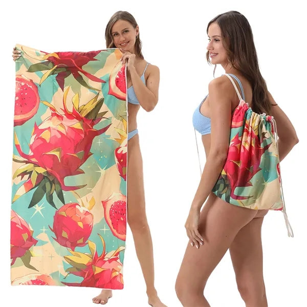 Versatile 2-In-1 Foldable Beach Towel With Storage Bag