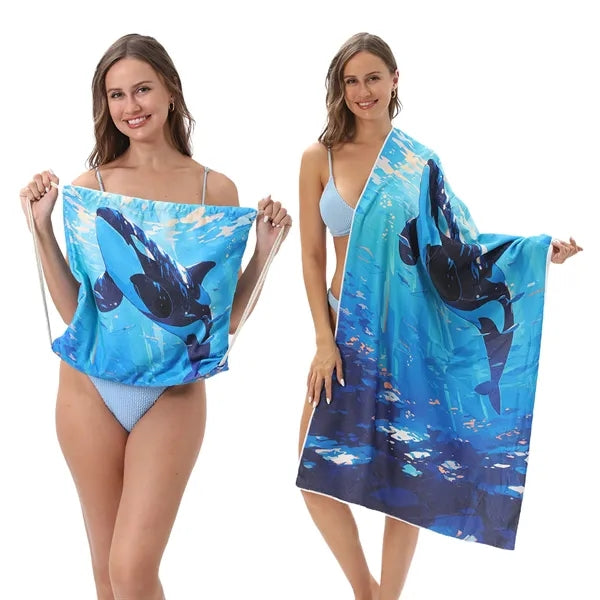 Versatile 2-In-1 Foldable Beach Towel With Storage Bag