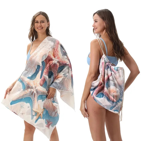 Versatile 2-In-1 Foldable Beach Towel With Storage Bag