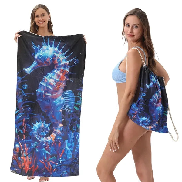 Versatile 2-In-1 Foldable Beach Towel With Storage Bag