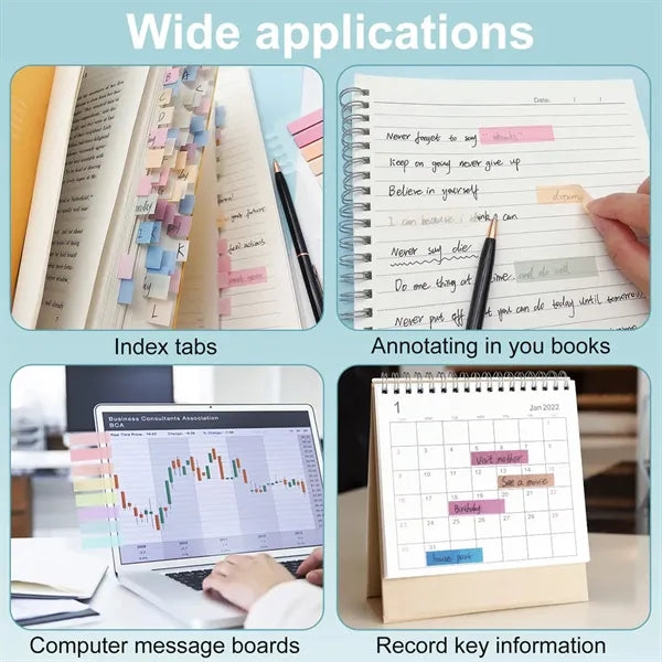 600 Pcs Colorful Sticky Note Tabs Page Markers and Pen Set