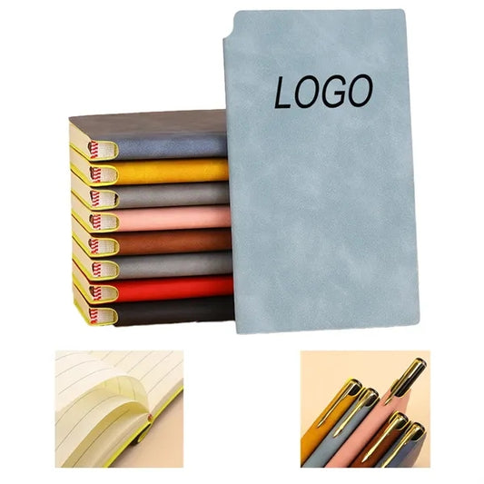 A6 PU Leather Pen-Clip Equipped 100-Sheet Sleek Notebook