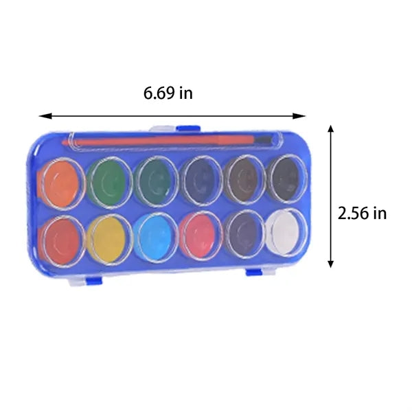 12-Color Blendable Rewettable Watercolor Set Portable Case