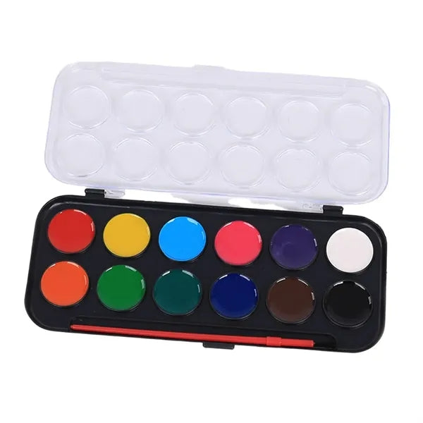 12-Color Blendable Rewettable Watercolor Set Portable Case