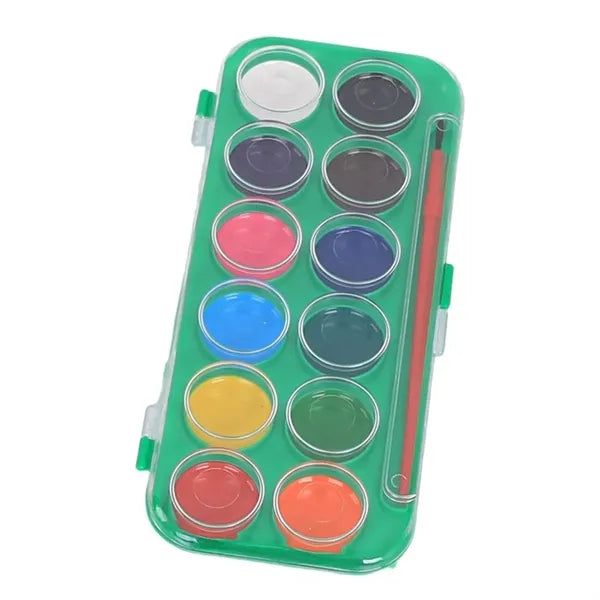12-Color Blendable Rewettable Watercolor Set Portable Case