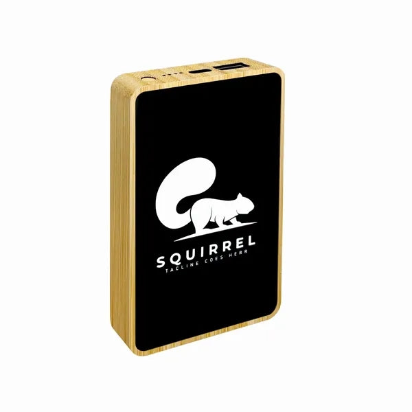 5000mAh Light Up Colorful Logo Bamboo Power Bank