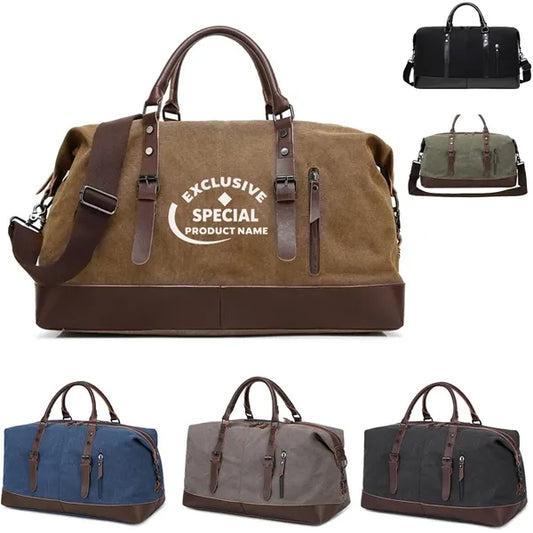 Large Capacity Men's Canvas Weekender Travel Tote
