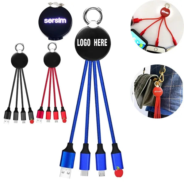 USB three-in-one keychain glowing data cable