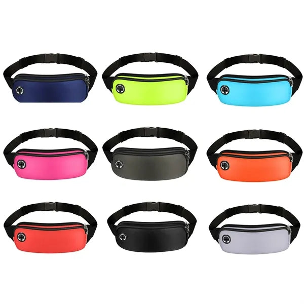 Fitness Running Dual Pocket Waist Bag with Headphone Jack
