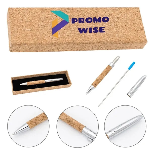 Eco Comfort Grip Metal Cork Skin Ballpoint Pen with Box