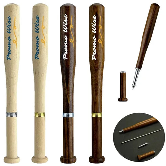 Baseball Bat-Shaped Wooden Smooth Writing Ballpoint Pen