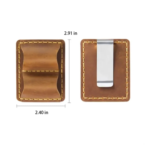 Leather Dual Loop Removable Metal Clip Premium Pen Holder