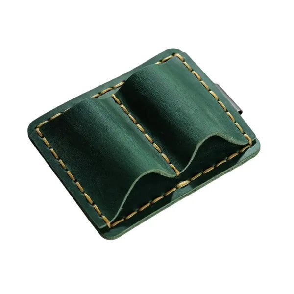 Leather Dual Loop Removable Metal Clip Premium Pen Holder