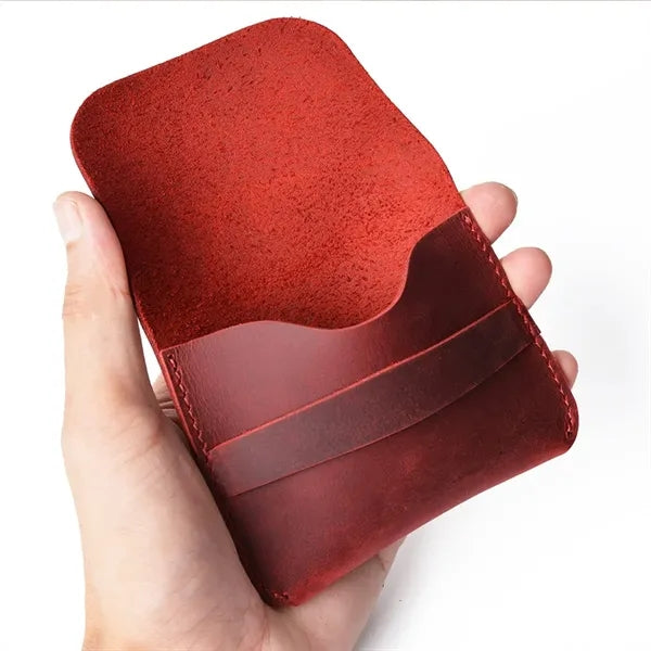 Crazy Horse Leather Minimalist Ultra-Slim Casual Card Holder