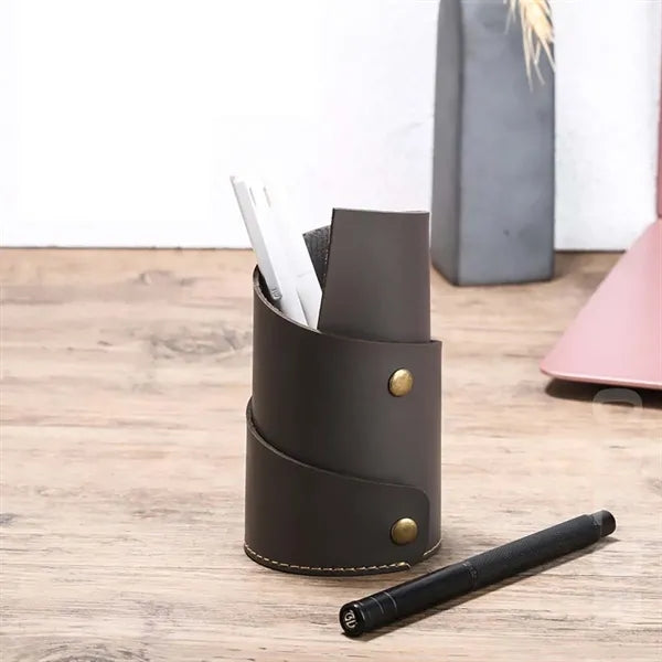 Luxury genuine leather pen holder