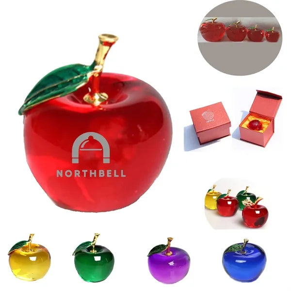 2.4In Crystal Apple Paperweight Craft Decoration