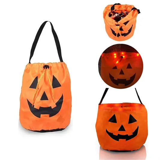 LED Pumpkin Drawstring Tote Bag