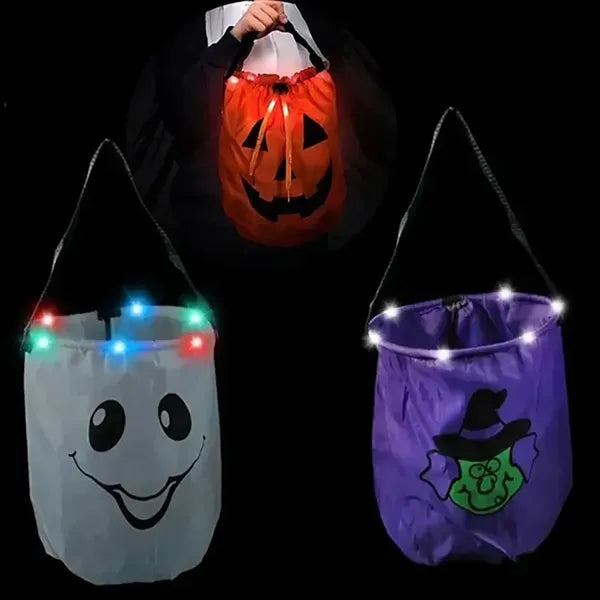 LED Pumpkin Drawstring Tote Bag