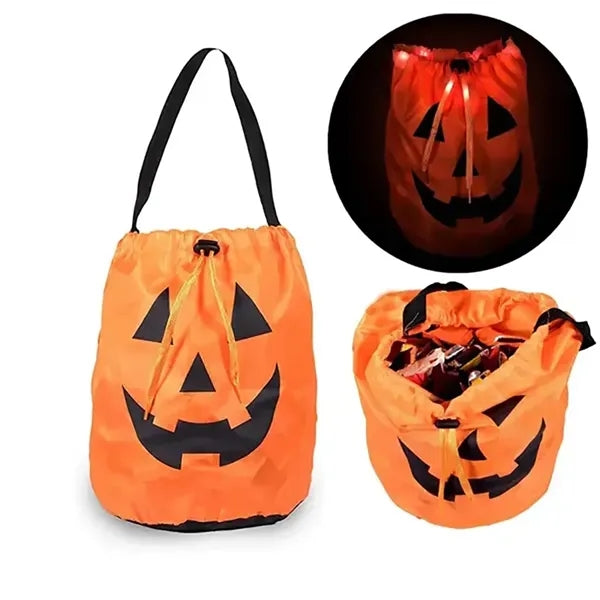 LED Pumpkin Drawstring Tote Bag