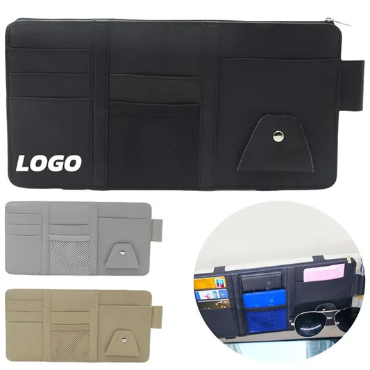 Car Visor Organizer with Card Slots and Sunglass Clip