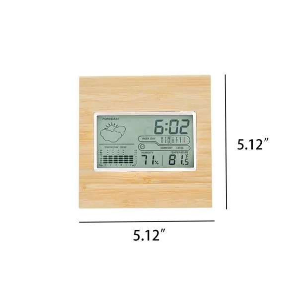 Wooden Frame Digital Weather Clock Temperature Humidity